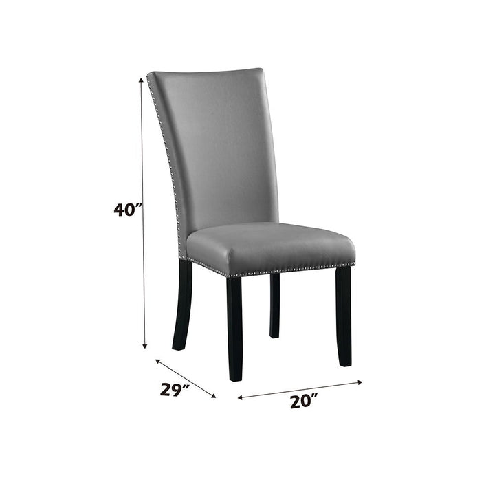 Caralin - Side Chair Set of 2) - Gray Synthetic Leather & Black