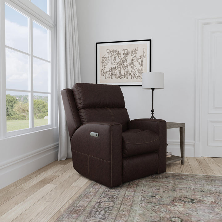 Score Leather Power Recliner with Power Headrest &amp; Lumbar