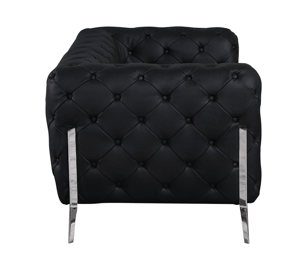 DivanItalia 970 Loveseat in Top-Grain Italian Leather - Black