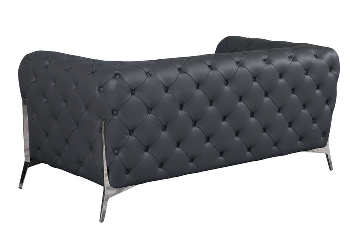 DivanItalia 970 Loveseat in Top-Grain Italian Leather - Dark Gray