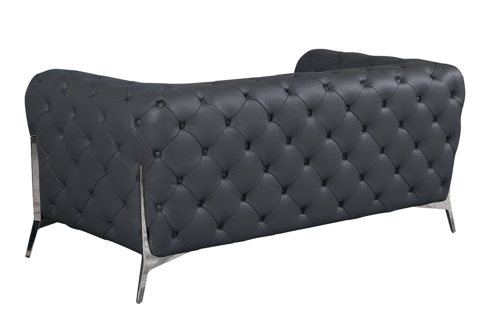 DivanItalia 970 Loveseat in Top-Grain Italian Leather - Dark Gray