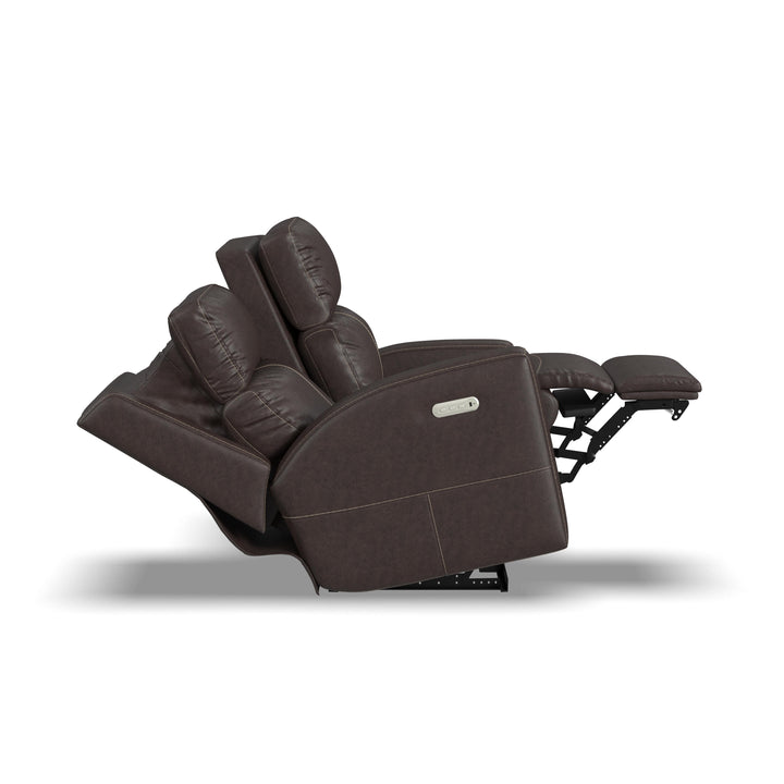 Score Leather Power Reclining Loveseat with Power Headrests &amp; Lumbar