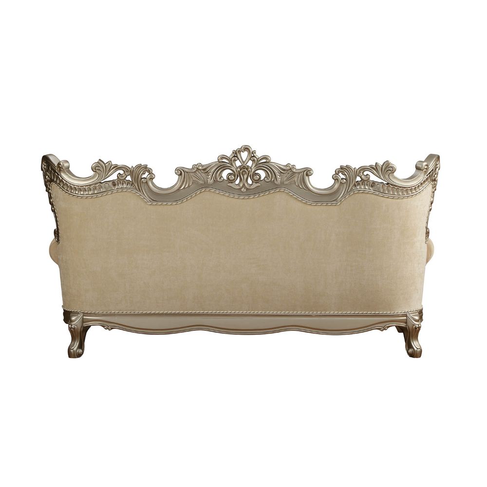 Ranita Sofa with 7 Pillows in Fabric & Champagne