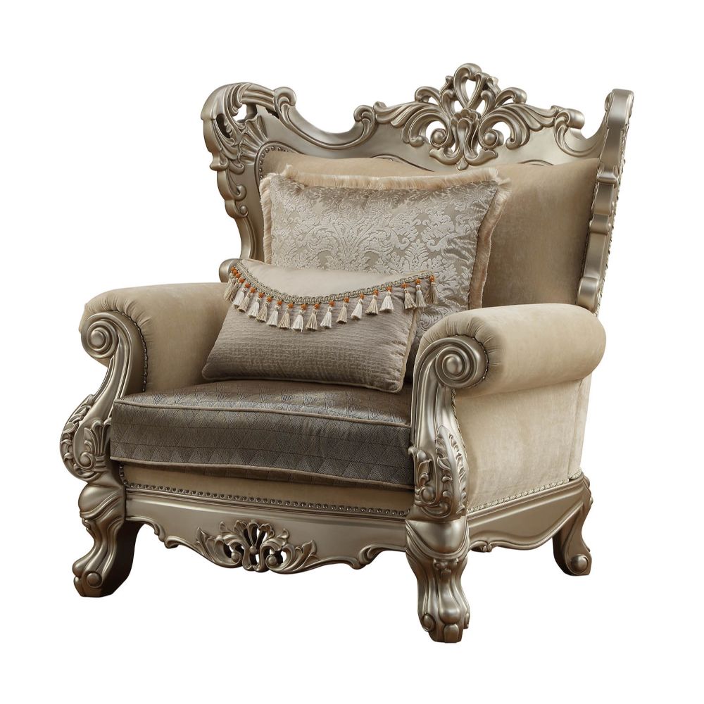 Ranita Chair with 2 Pillows in Fabric & Champagne