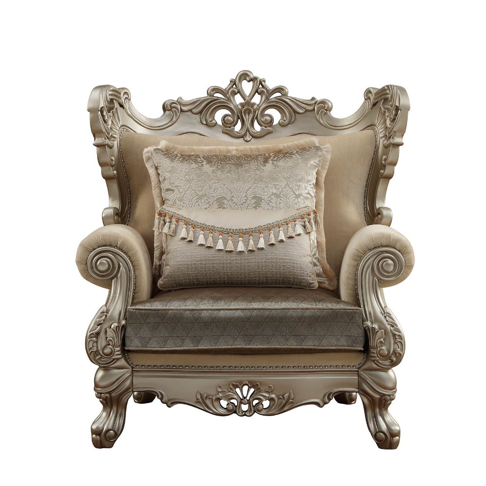 Ranita Chair with 2 Pillows in Fabric & Champagne