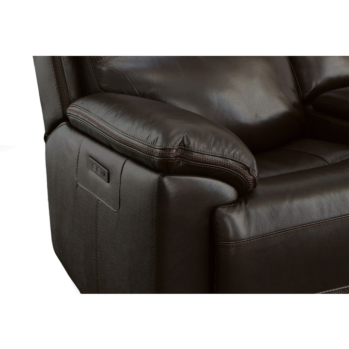 Jackson Leather Power Reclining Loveseat with Console &amp; Power Headrests in Dark Brown