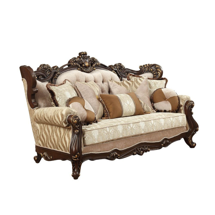 Shalisa Sofa with 7 Pillows(Same Lv01585) in Fabric &amp; Walnut