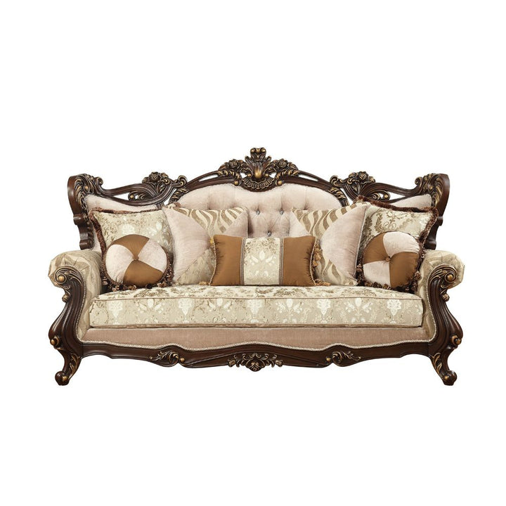 Shalisa Sofa with 7 Pillows(Same Lv01585) in Fabric &amp; Walnut