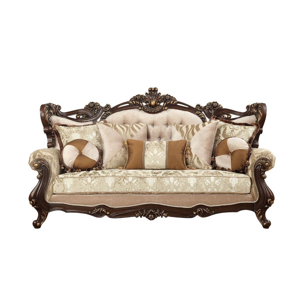 Shalisa Sofa with 7 Pillows(Same Lv01585) in Fabric & Walnut