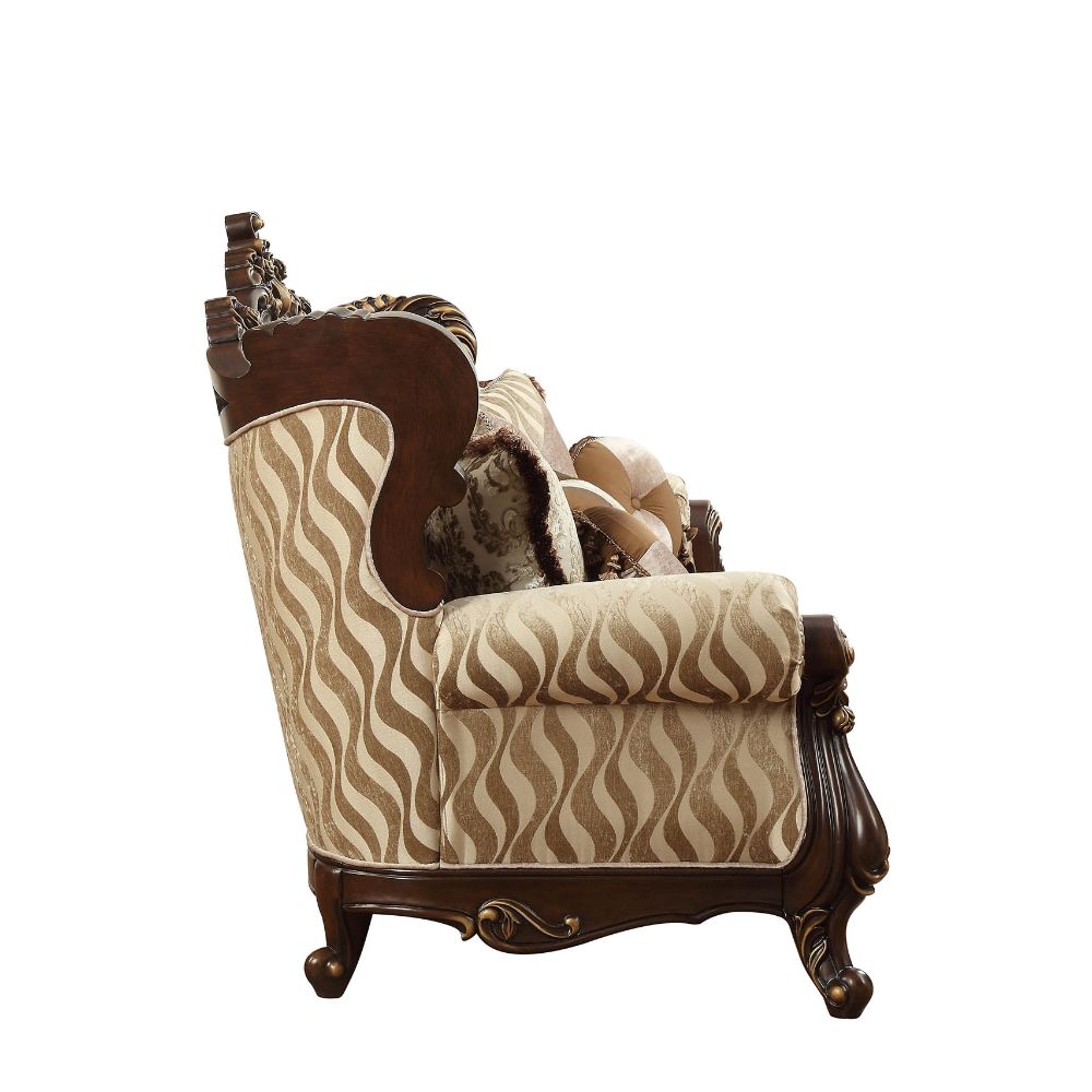 Shalisa Sofa with 7 Pillows(Same Lv01585) in Fabric & Walnut