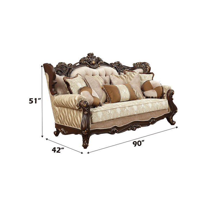 Shalisa Sofa with 7 Pillows(Same Lv01585) in Fabric &amp; Walnut