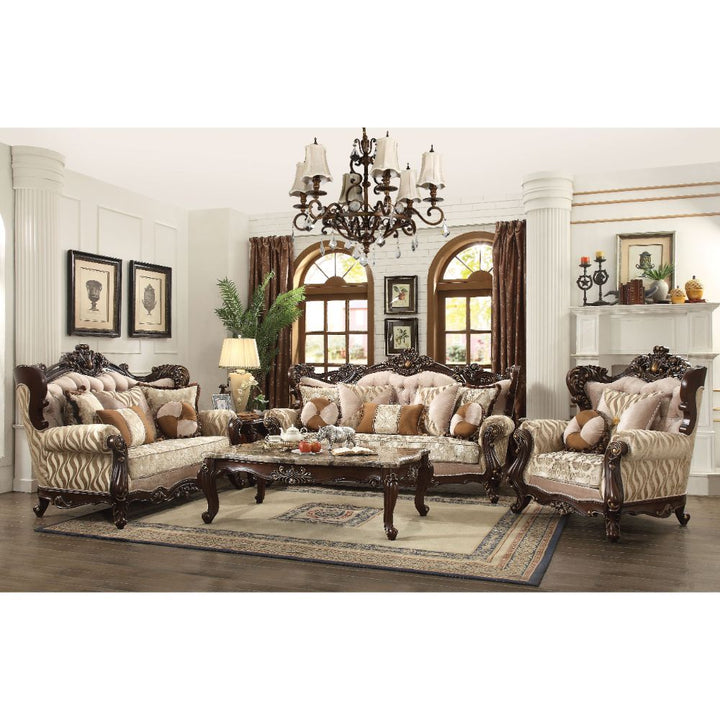 Shalisa Sofa with 7 Pillows(Same Lv01585) in Fabric &amp; Walnut