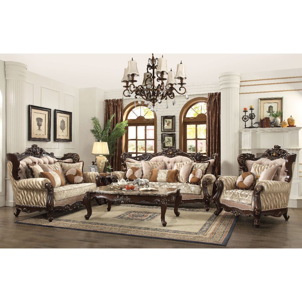 Shalisa Sofa with 7 Pillows(Same Lv01585) in Fabric & Walnut