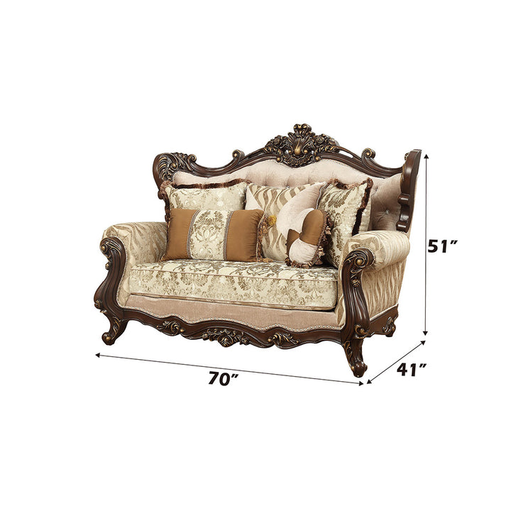 Shalisa Loveseat with 5 Pillows(Same Lv01586) in Fabric &amp; Walnut