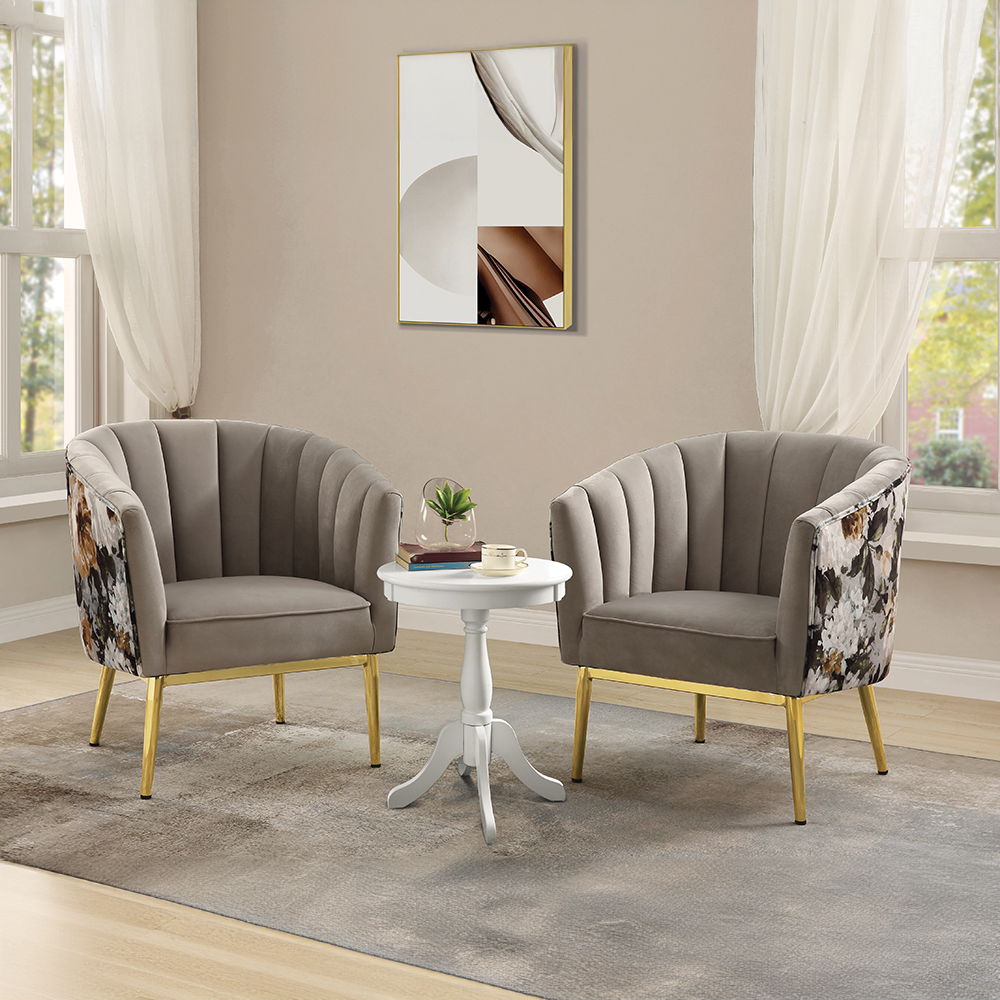 Colla - Accent Chair - Gray Velvet & Gold