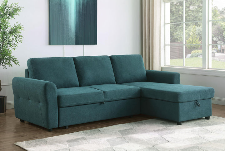 Coaster Furniture 511087 Samantha Upholstered Storage Sleeper Sectional Sofa Teal