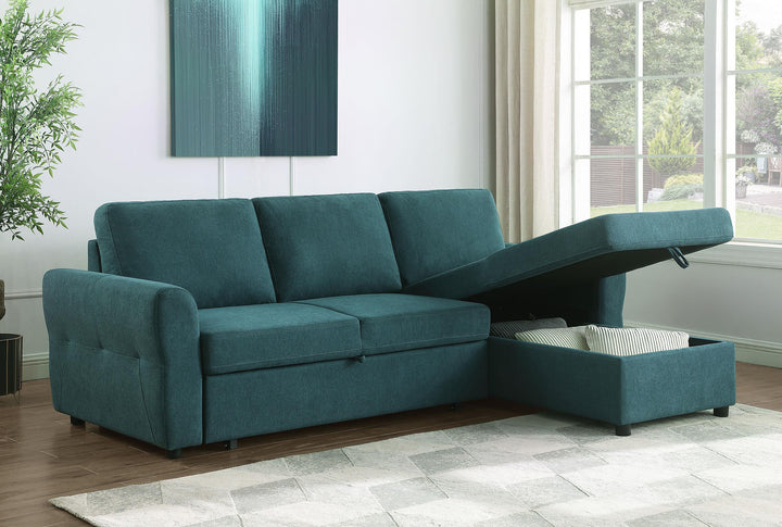 Coaster Furniture 511087 Samantha Upholstered Storage Sleeper Sectional Sofa Teal