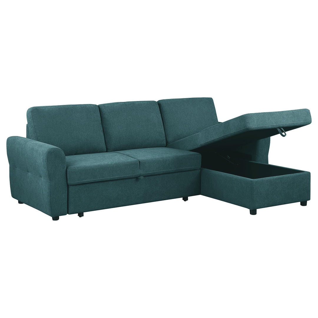 Coaster Furniture 511087 Samantha Upholstered Storage Sleeper Sectional Sofa Teal