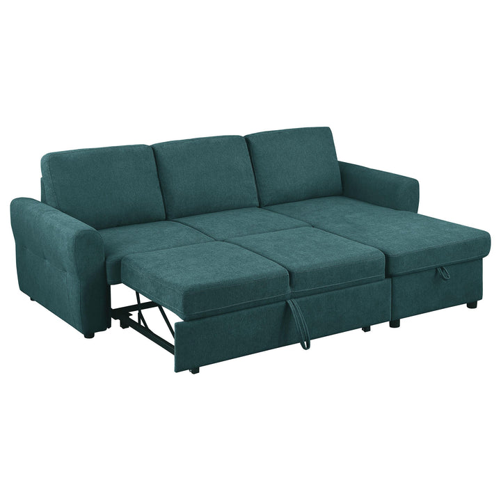 Coaster Furniture 511087 Samantha Upholstered Storage Sleeper Sectional Sofa Teal