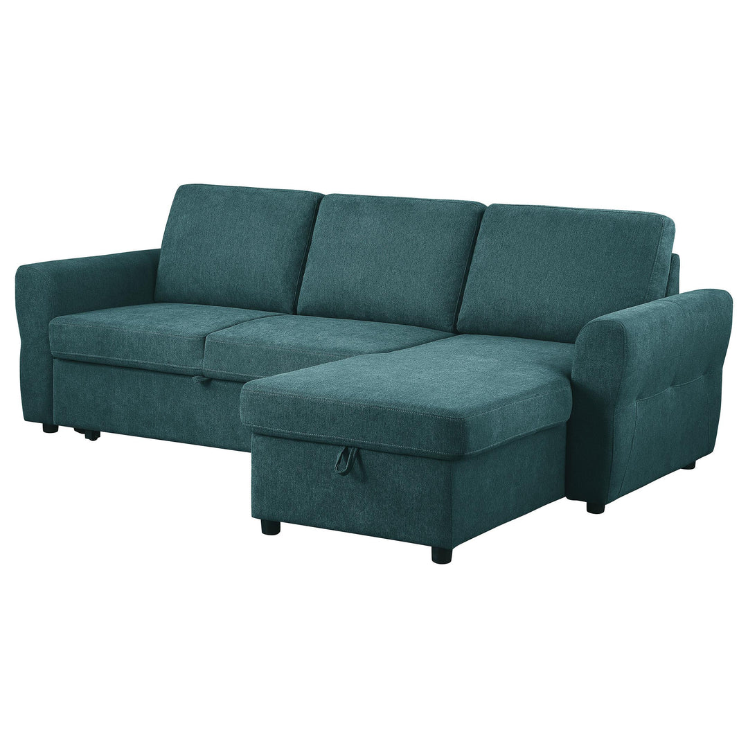 Coaster Furniture 511087 Samantha Upholstered Storage Sleeper Sectional Sofa Teal