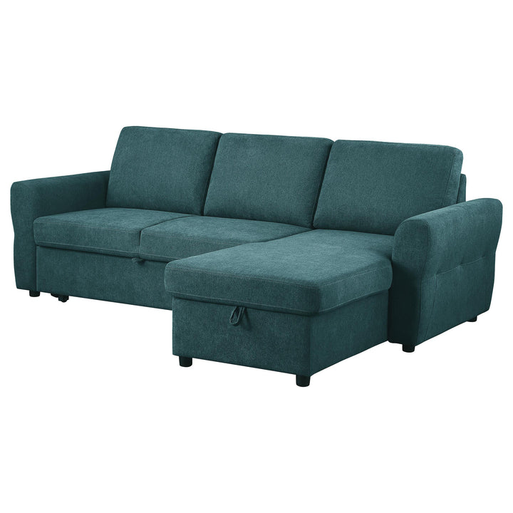 Coaster Furniture 511087 Samantha Upholstered Storage Sleeper Sectional Sofa Teal
