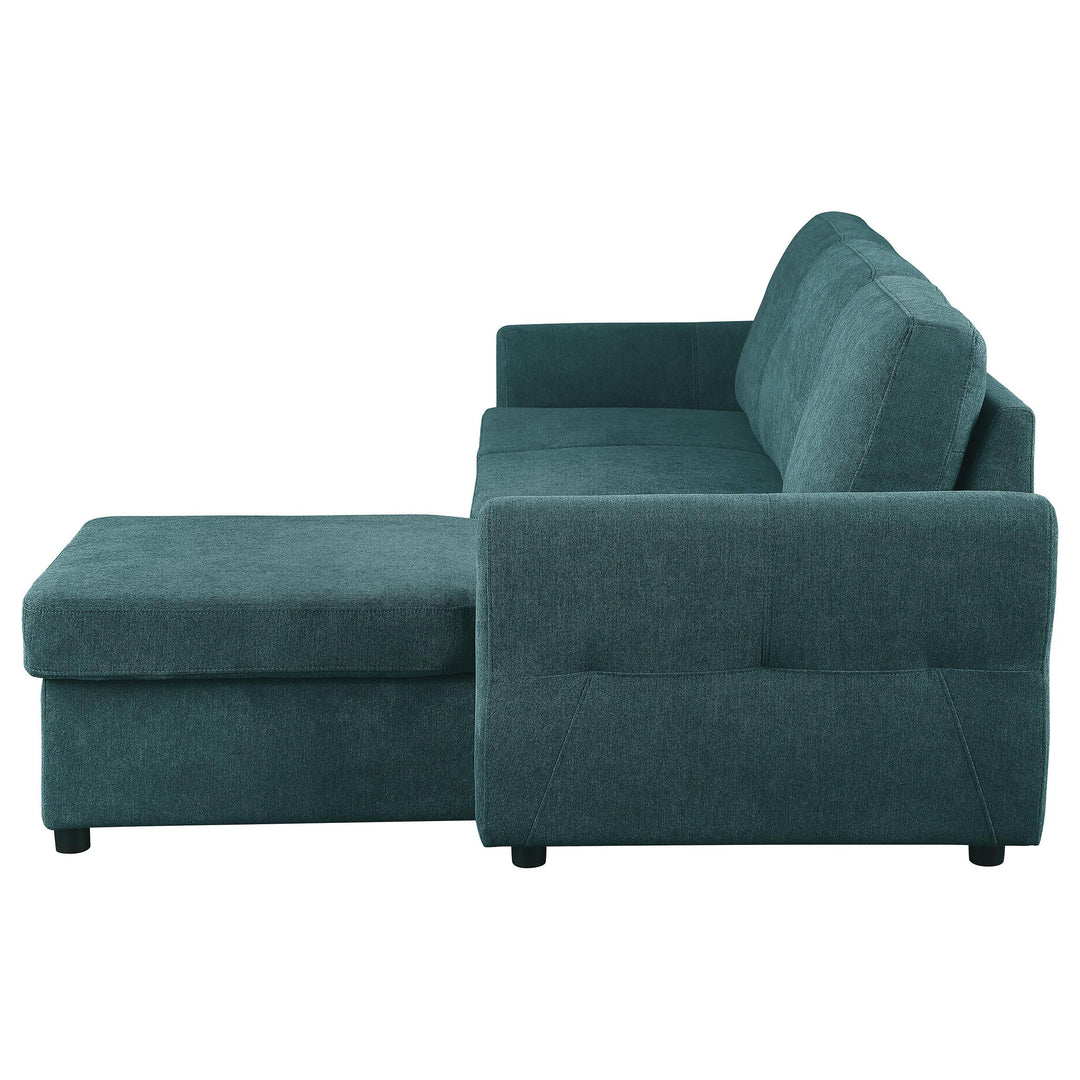 Coaster Furniture 511087 Samantha Upholstered Storage Sleeper Sectional Sofa Teal