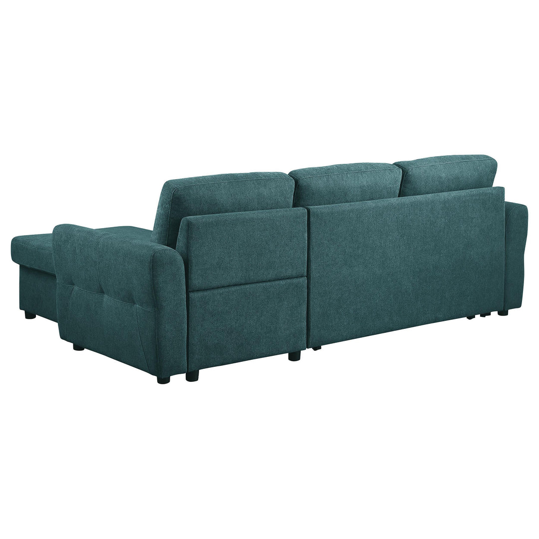 Coaster Furniture 511087 Samantha Upholstered Storage Sleeper Sectional Sofa Teal