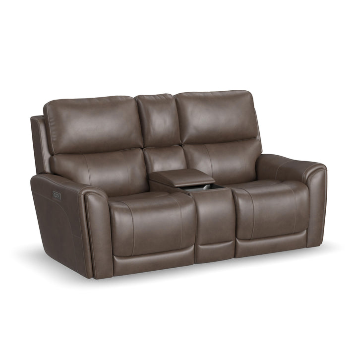 Carter Fabric Power Reclining Loveseat with Console &amp; Power Headrests &amp; Lumbar in Cappuccino