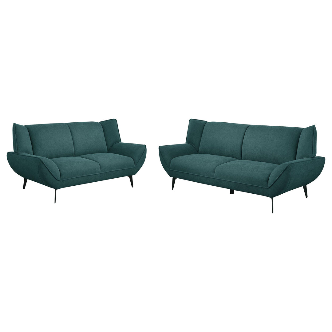 Coaster Furniture 511161-S2 Acton 2-Piece Upholstered Flared Arm Sofa Set Teal Blue