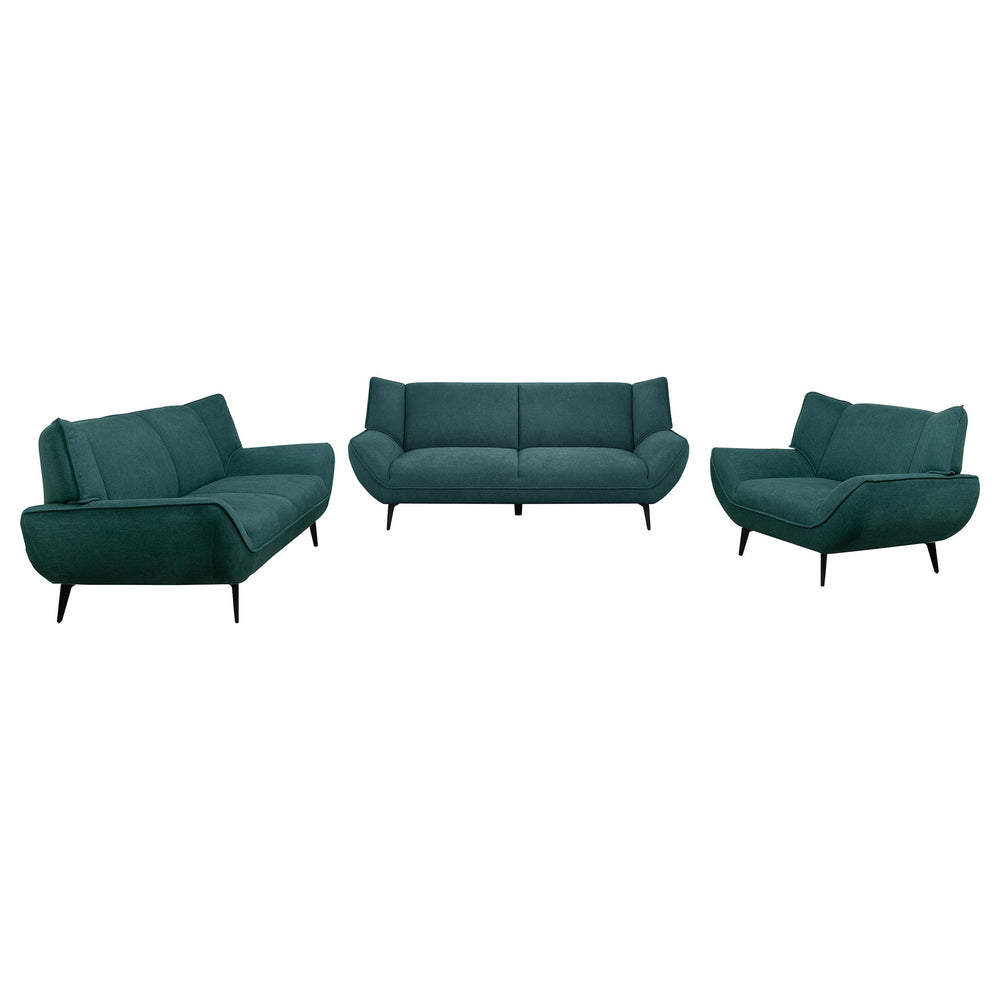 Coaster Furniture 511161-S3 Acton 3-Piece Upholstered Flared Arm Sofa Set Teal Blue