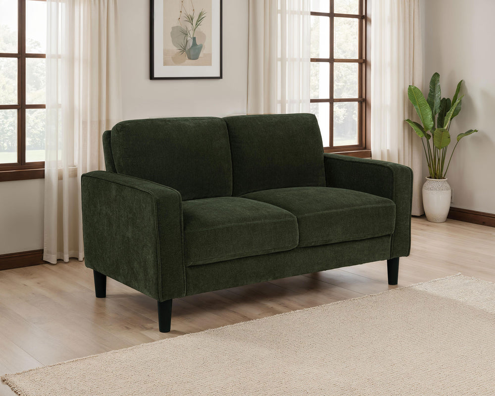 Ruth - Fabric Upholstered Track Arm Loveseat - Matcha Green