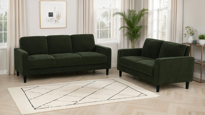 Ruth - Fabric Upholstered Track Arm Loveseat - Matcha Green