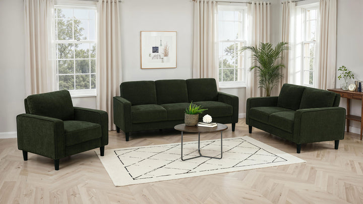 Ruth - Fabric Upholstered Track Arm Loveseat - Matcha Green