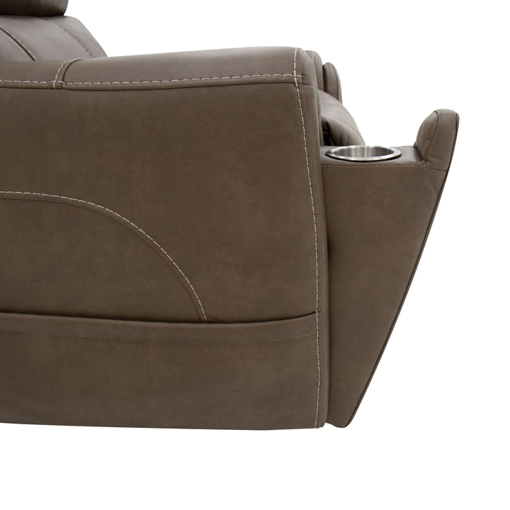 Carter Fabric Power Rocking Recliner with Power Headrest, Lumbar, Heat &amp; Massage in Cappuccino