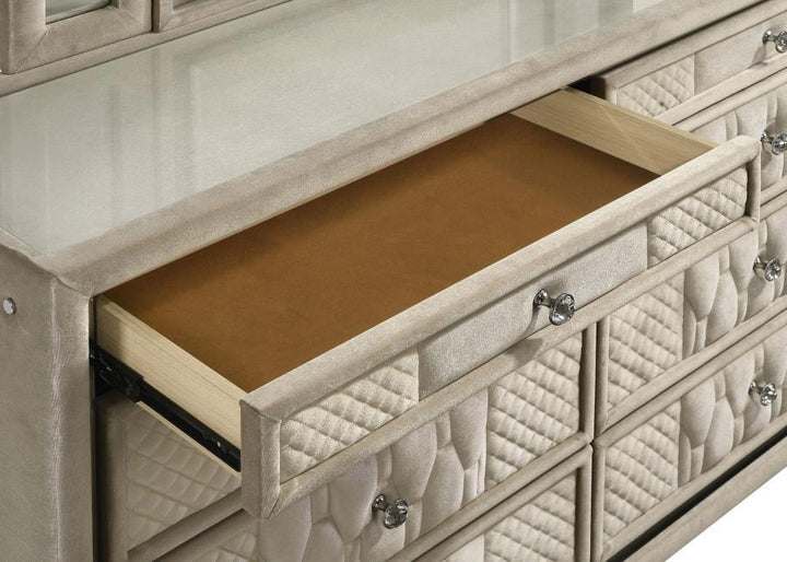 Lorient - 8-Drawer LED Bedroom Dresser Cabinet - Ivory And Camel
