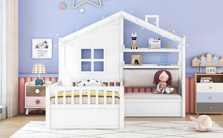 twin-size-house-bed-two-drawers-sofa-and-storage-shelf-white