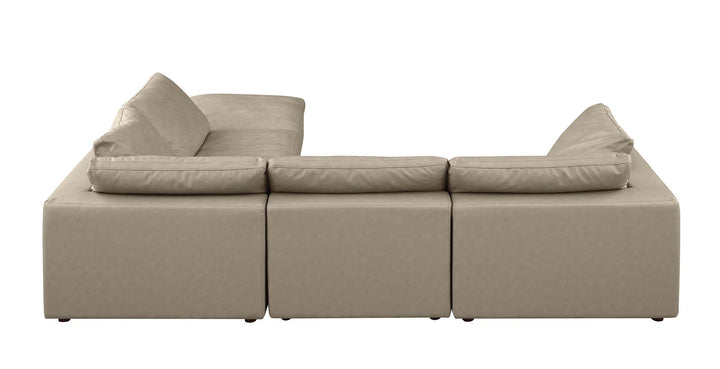 DivanItalia 1100 5-Piece Right Arm Facing 3-Seat Sectional – Top-Grain Italian Leather - Beige