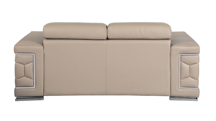 DivanItalia 692 Loveseat with Adjustable Headrest in Top-Grain Italian Leather - Beige
