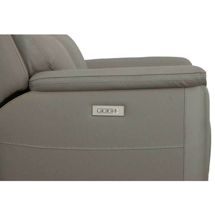 Sawyer Leather Power Reclining Loveseat w/ Pwr Headrests, Lumbar in Grey