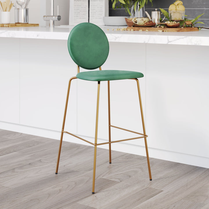 Zuo Modern 109806 Odessa Barstool (Set of 2) Green &amp; Gold