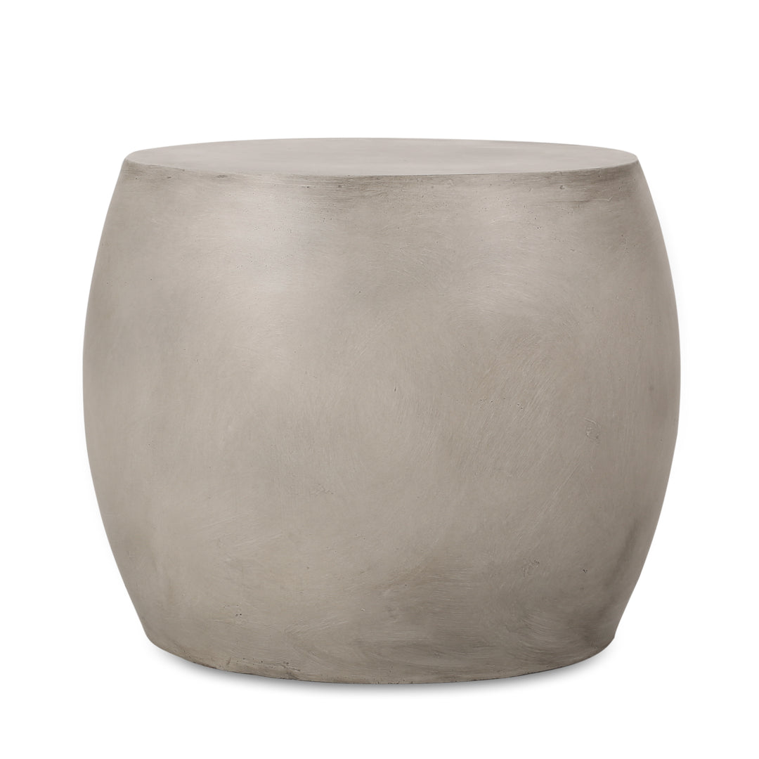 Oval Concrete Patio Side Table – Light Grey