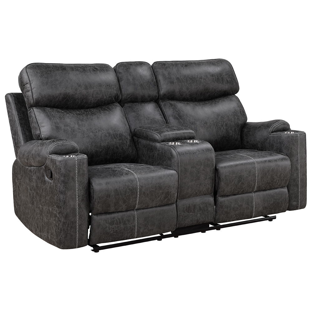 ACME Furniture Hirah Motion Loveseat With Console & USB Port Dark Gray 