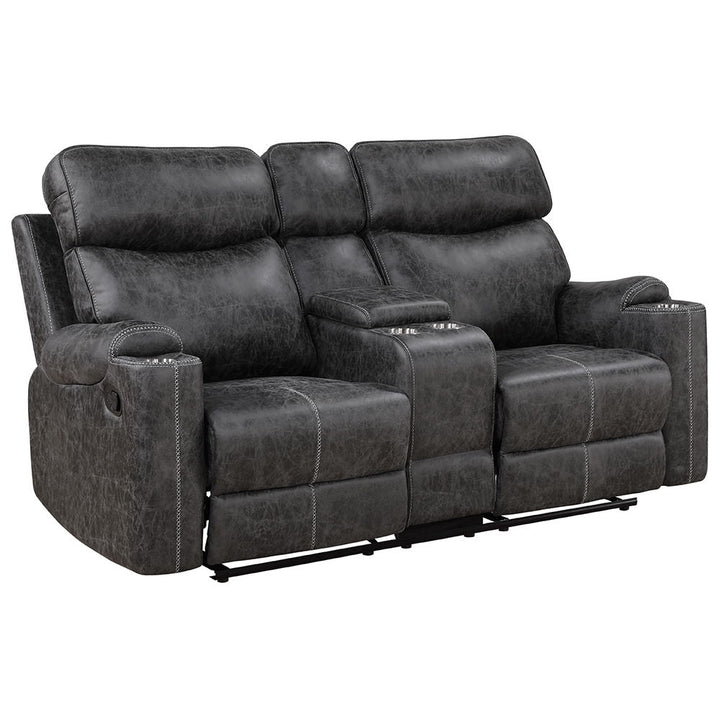 ACME Furniture Hirah Motion Loveseat With Console & USB Port Dark Gray 