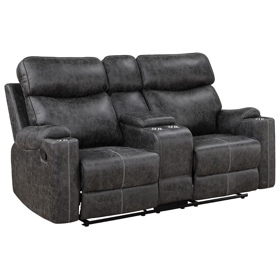 ACME Furniture Hirah Motion Loveseat With Console & USB Port Dark Gray 