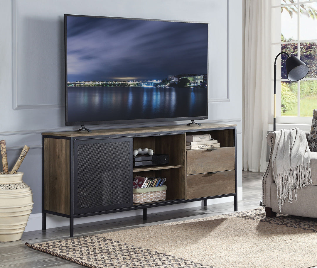 Nantan - Rustic TV Stand - Black / Oak