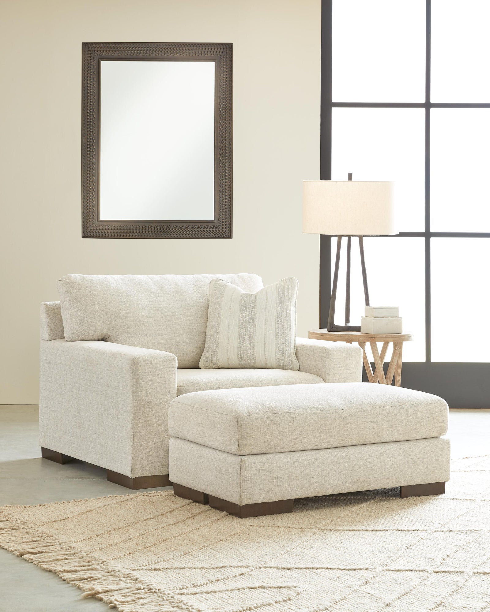 Maggie Oversized Chair and Ottoman - Birch (1)