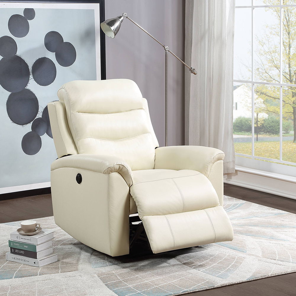 Ava - Power Motion Recliner - Beige Top Grain Leather Match