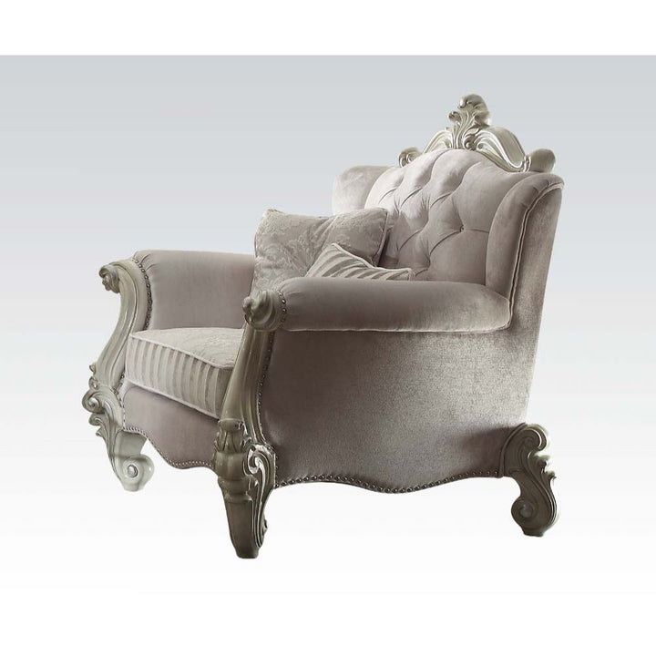 Versailles Chair with 2 Pillows in Ivory Fabric &amp; Bone White