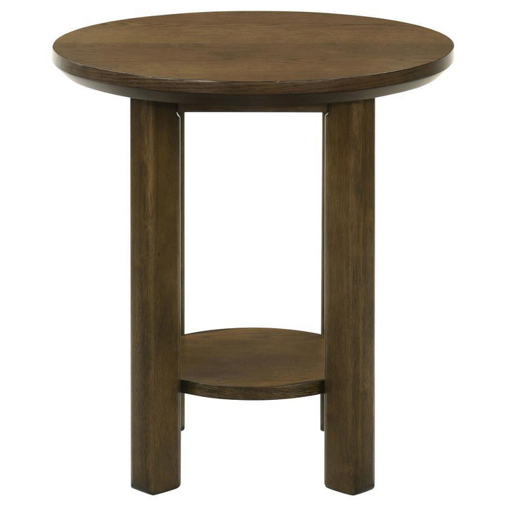 Ottowa - 22" Round Wood Side End Table With Shelf - Brown
