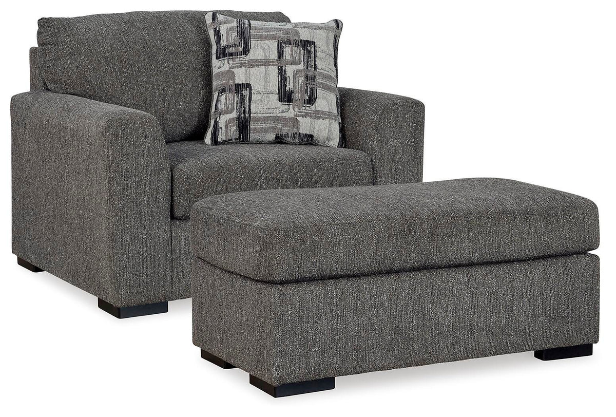 Gardiner Oversized Chair and Ottoman - Pewter (2)
